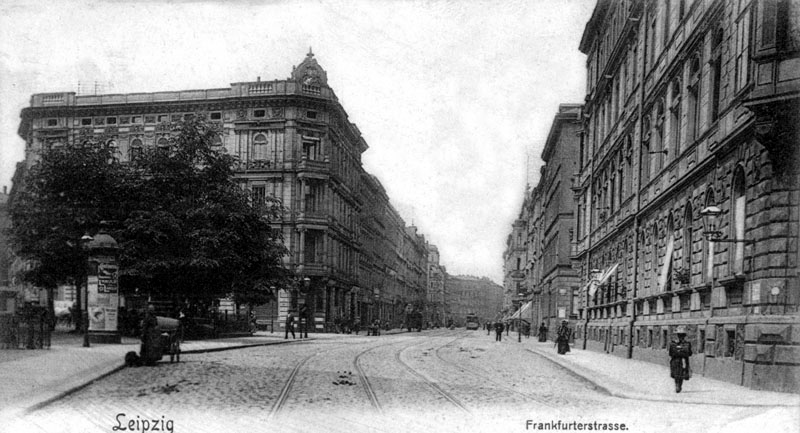 Frankfurter Straße (heutige Jahnallee) in Leipzig.